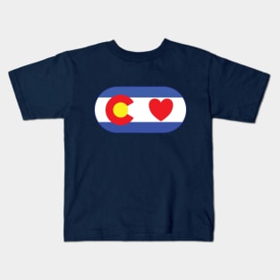 Colorado flag with heart design Kids T-Shirt